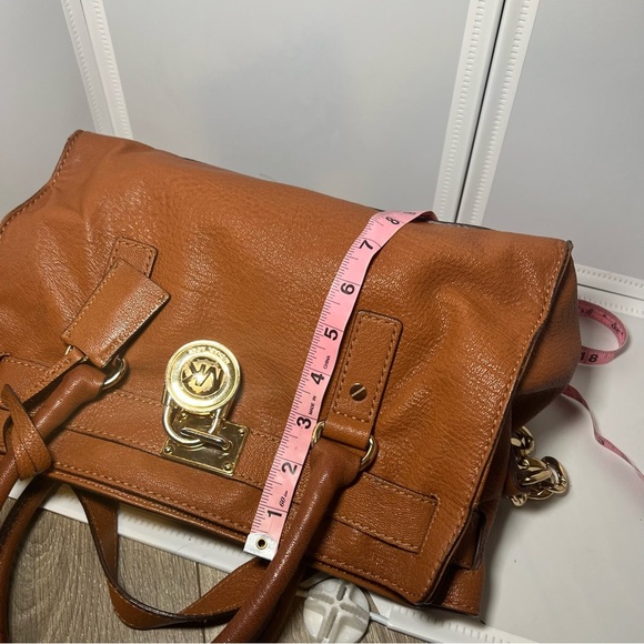 MICHAEL KORS Hamilton Medium Lock and Key Leather Bag Satchel/Shoulder Bag Brn - Picture 5 of 14